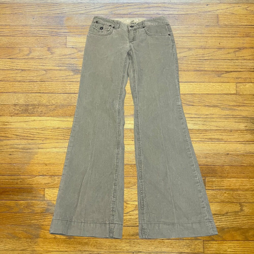 Banana Republic Womens Corduroy Pants Low Rise Wide Leg Flare Taupe Brown Size 0